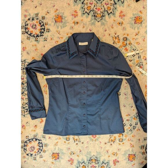 *3 For $12* Coldwater Creek Women's Button‎ Down with Southwest Trim - M - Picture 7 of 11